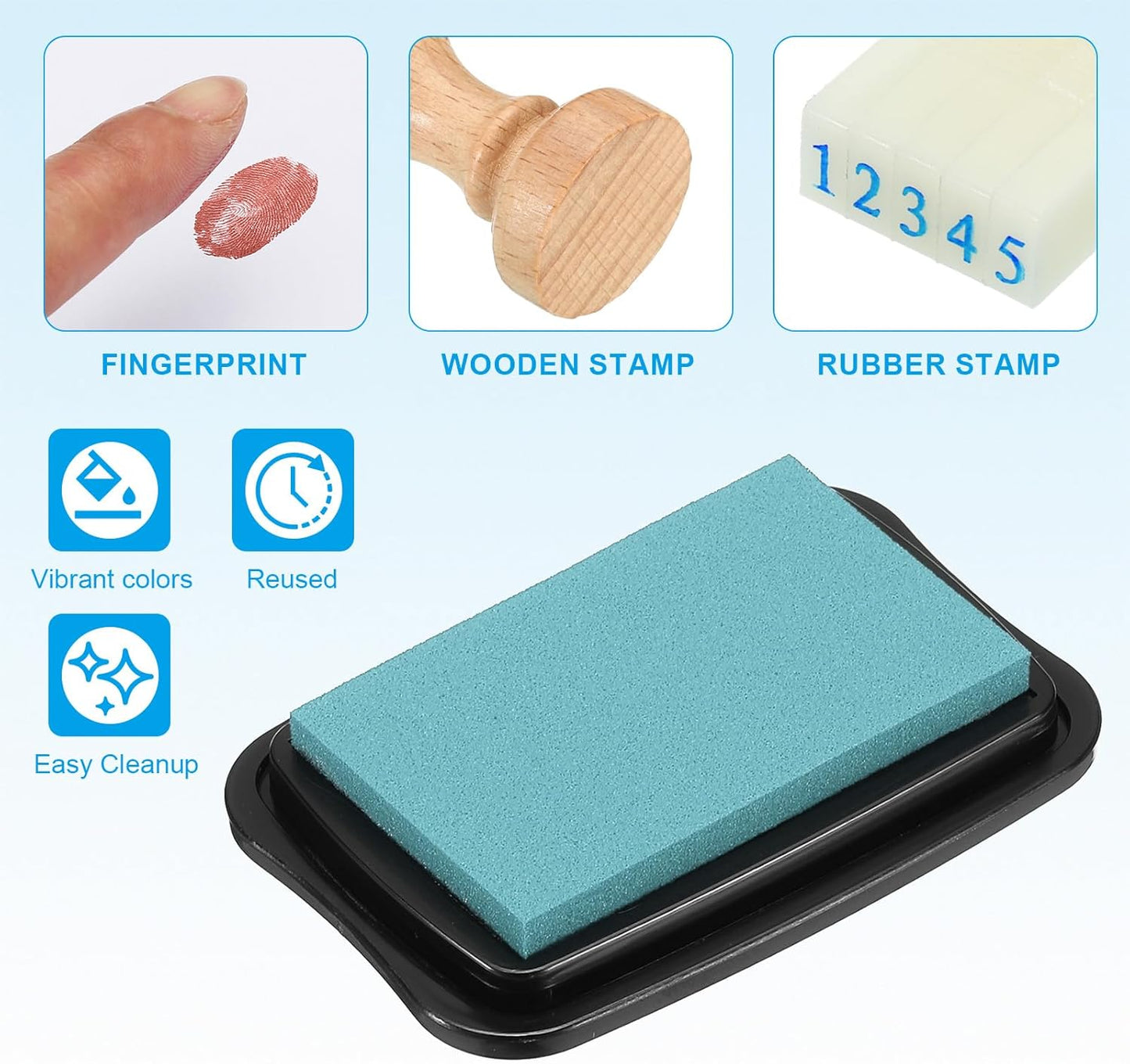 PATIKIL 3"x2" Large Stamp Pad, 2Pcs Washable Craft Ink Pad for Rubber Stamp Card Making Stamping Scrapbook Fingerprint Handprint, Light Blue/Black