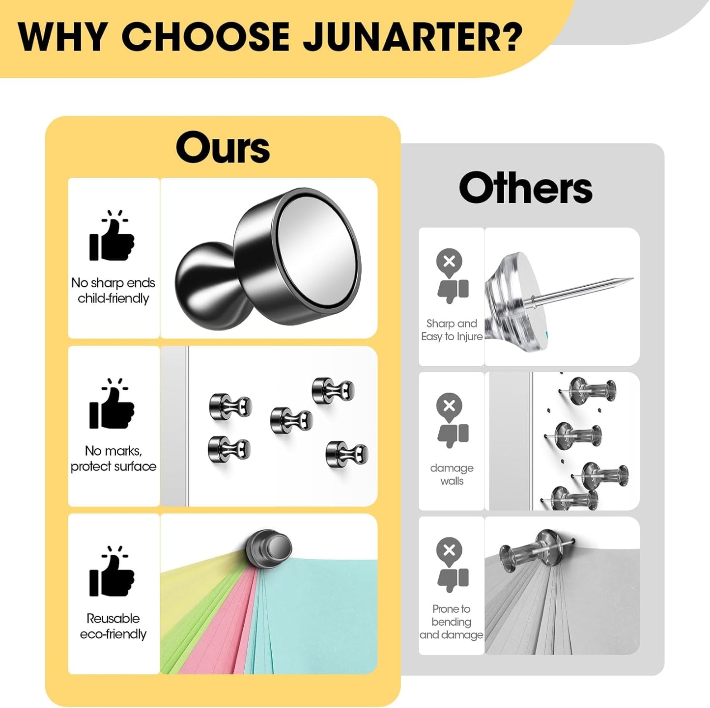 12Pack Strong Refrigerator Magnets - Small Neodymium Fridge Magnets for Whiteboard Office School Kitchen