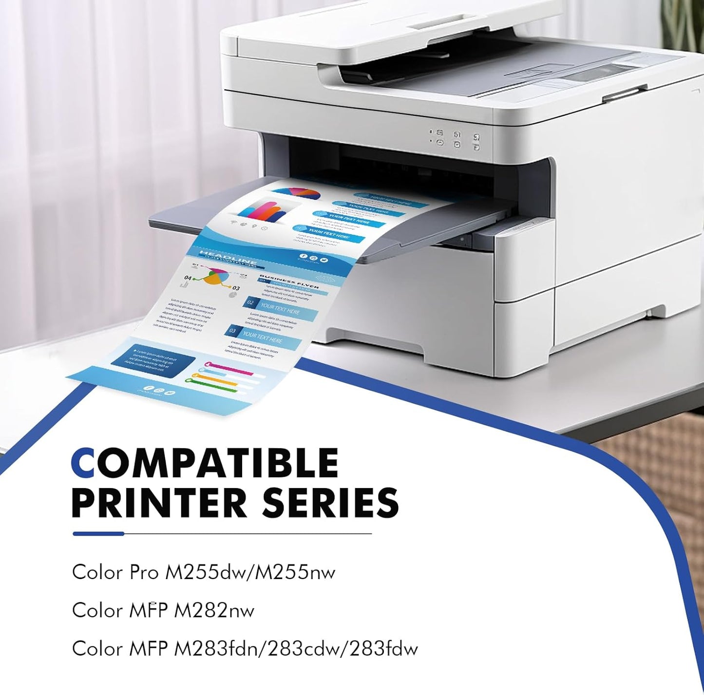 206X Toner Cartridges 4 Pack High Yield MFP M283cdw M283fdw Compatible for HP 206X 206A M255dw Color Laserjet Pro MFP M283fdw M283cdw M255dw M283 M255 Printer Ink (Black Cyan Yellow Magenta)