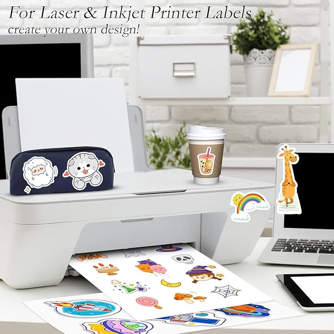 30 Full Sheets Sticker Paper for Laser & Ink Jet Printers, 8.5" x 11" Full Sheet Address Shipping Labels