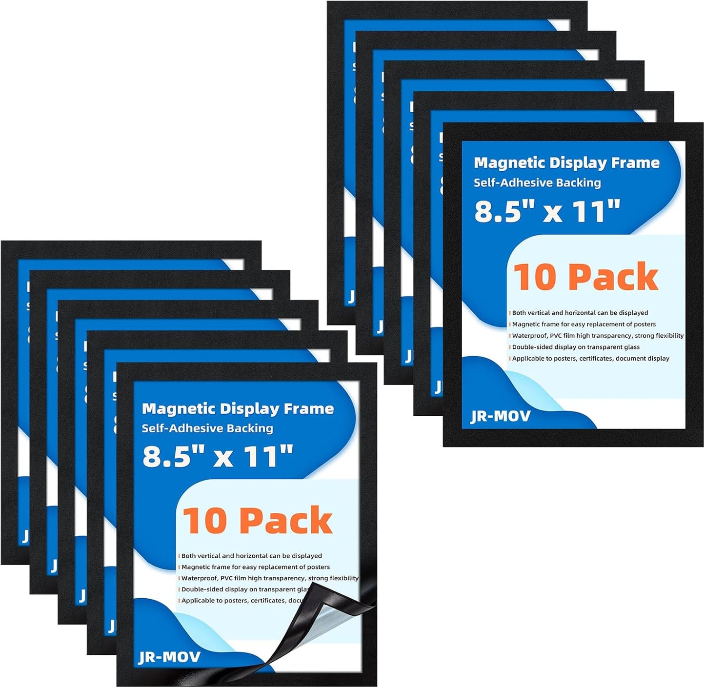 Magnetic Sign Holder 8.5 x 11-10 Pcs Double Sided Magnetic Frames for Refrigerator Reusable Adhesive Frames for Walls Window Door Sign Holder PVC Magnetic Picture Frame Document Holder