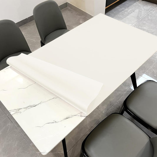 Leather Table Cover,1.8mm Thick,42x60 Inch Table Protector,Table Protector for Dining Room Table,Dining Table Cover,White Table Cover,Hule para Mesa De Comedor(White+White,42x60)
