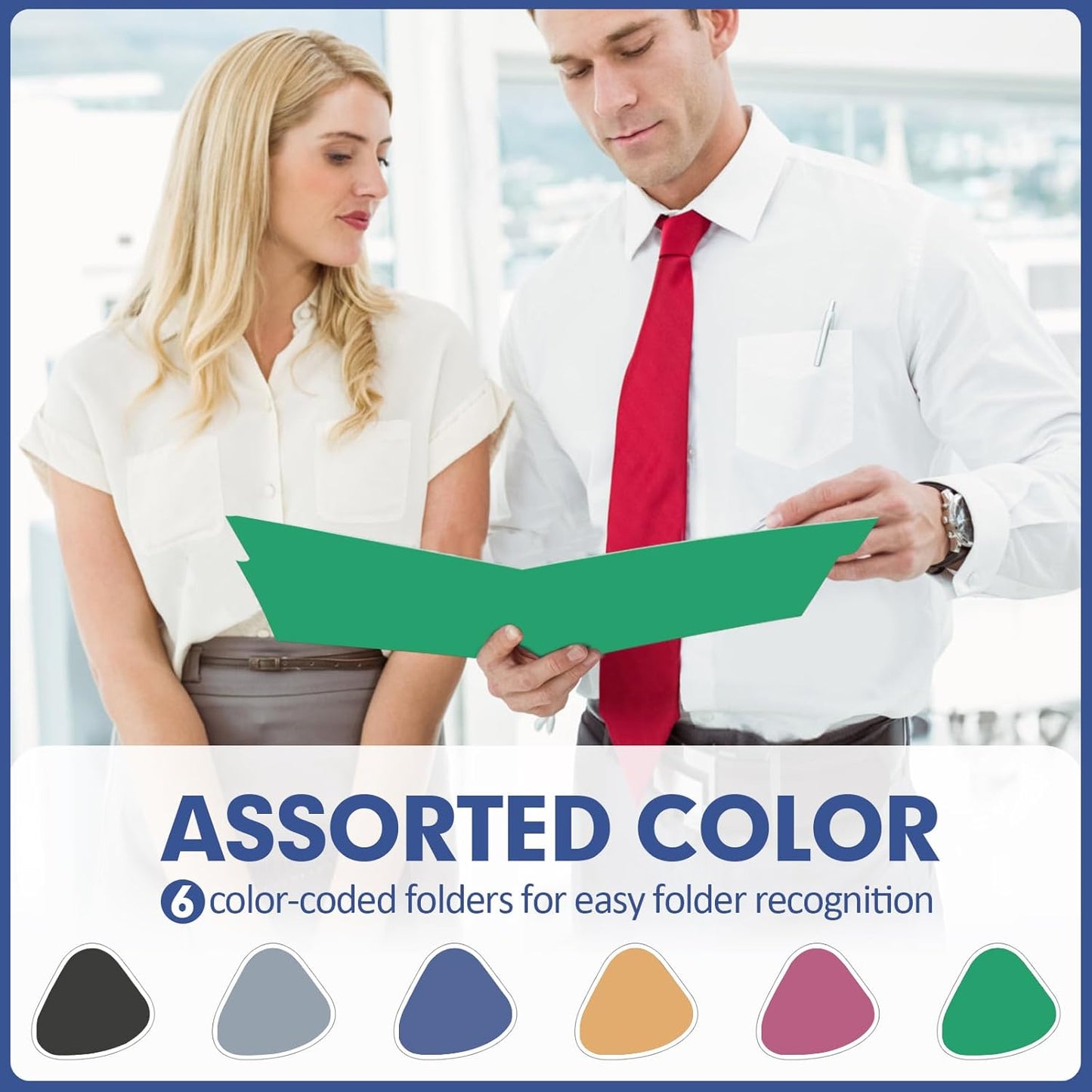 File Folder, PANDRI 120 Pack Colored File Folder, 1/3 Cut Tab, Letter Size, Assorted 6 Dark Colors Filing Folder for Office School Business