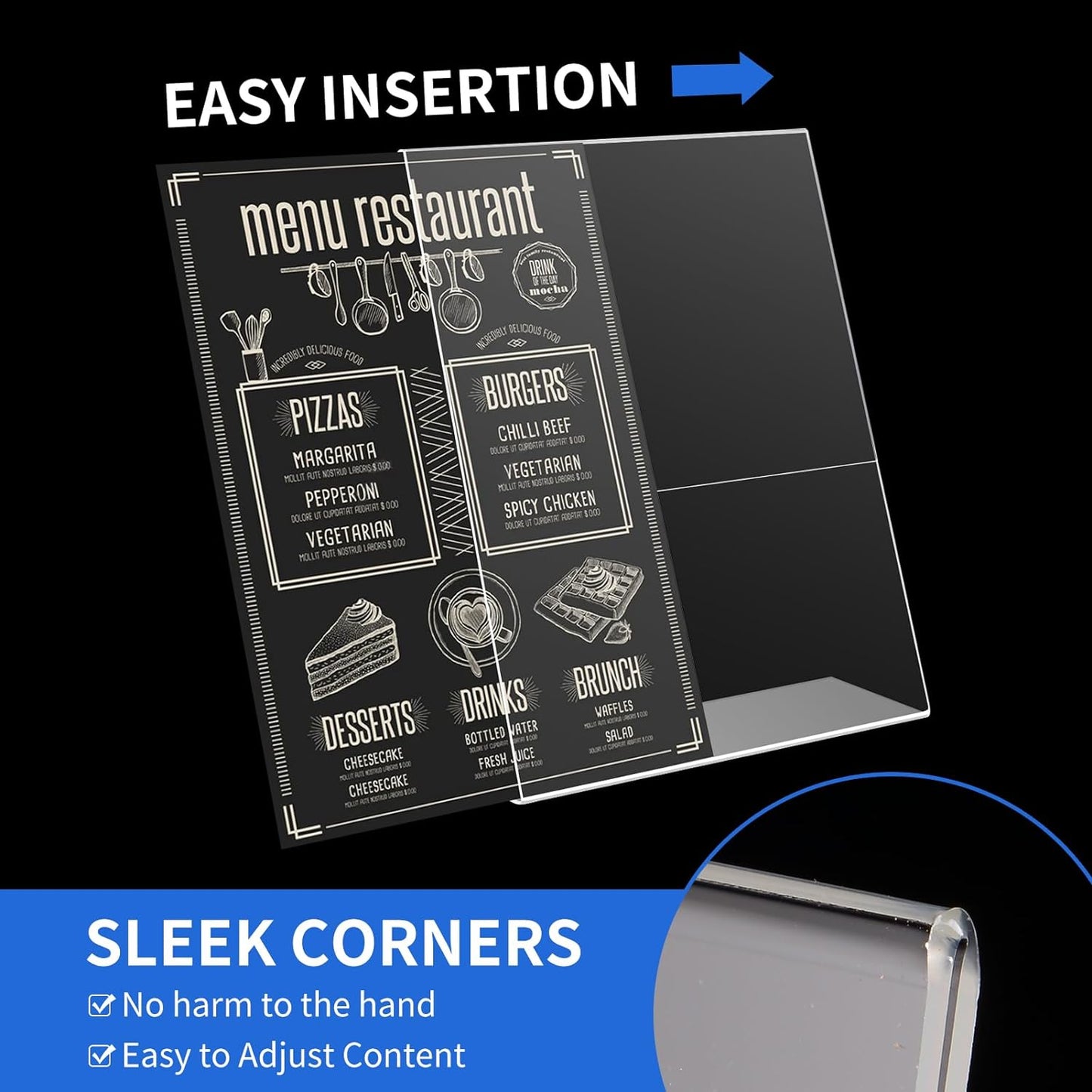 12 Pack Acrylic Sign Holder 8.5 X 11, L Shape Clear Sign Holder, Clear Plastic Sign Holder Picture Photo Frames, Flyer Document Paper Display Stand for Office Desktop