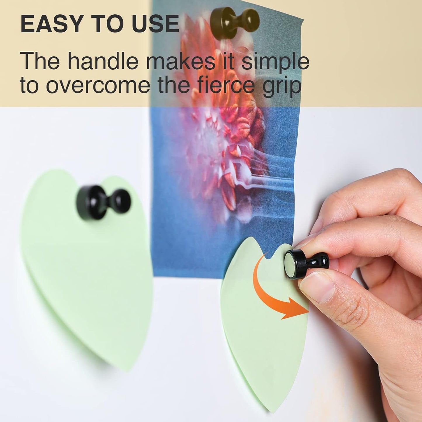 MIKEDE Fridge Magnets, 15Pcs Strong Neodymium Push Pins for Whiteboard, Black Refrigerator Magnets for Office, School, Classroom, Kitchen