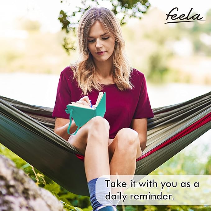 feela 15 Pack Pocket Small Notebooks Bulk, Mini Cute Memo Notepads Hardcover College Ruled Lined Journals with Pen Holder for Women Girls Office School, with 15 Black Pens, 3.5”x 5.5”, A6, Aqua