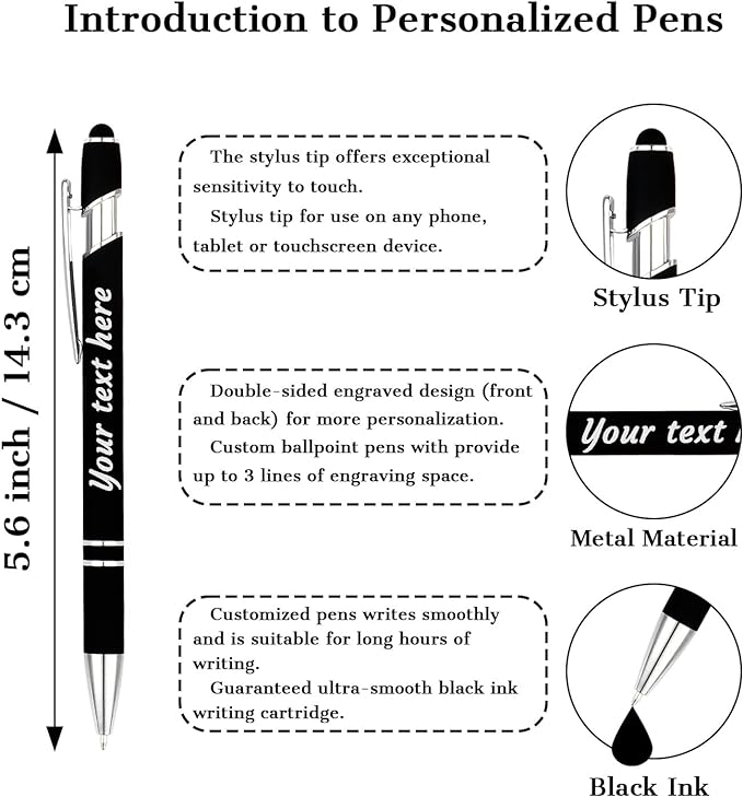 Personalized Pens with Name Logo or Message, Up to 1200 pcs Bulk Custom Metal Ballpoint Pen with Black Ink Customized Gift for Business, Graduation and Promotions (Dark Green)