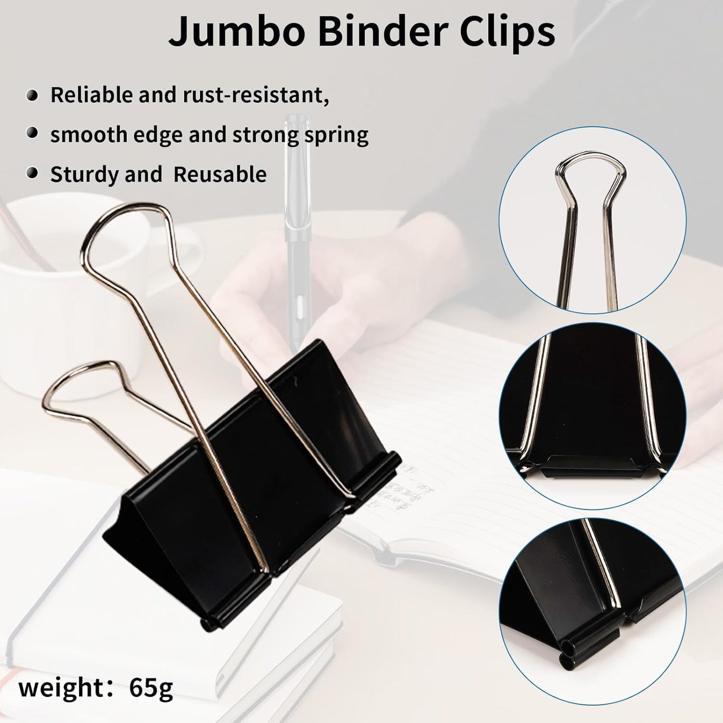 Jumbo Binder Clips 3 Inch - Extra Large Binder Clips 12 Pack, Heavy Duty Office Binder Clips for Paper, Documents, School & Office Supplies (12, 3 inch)