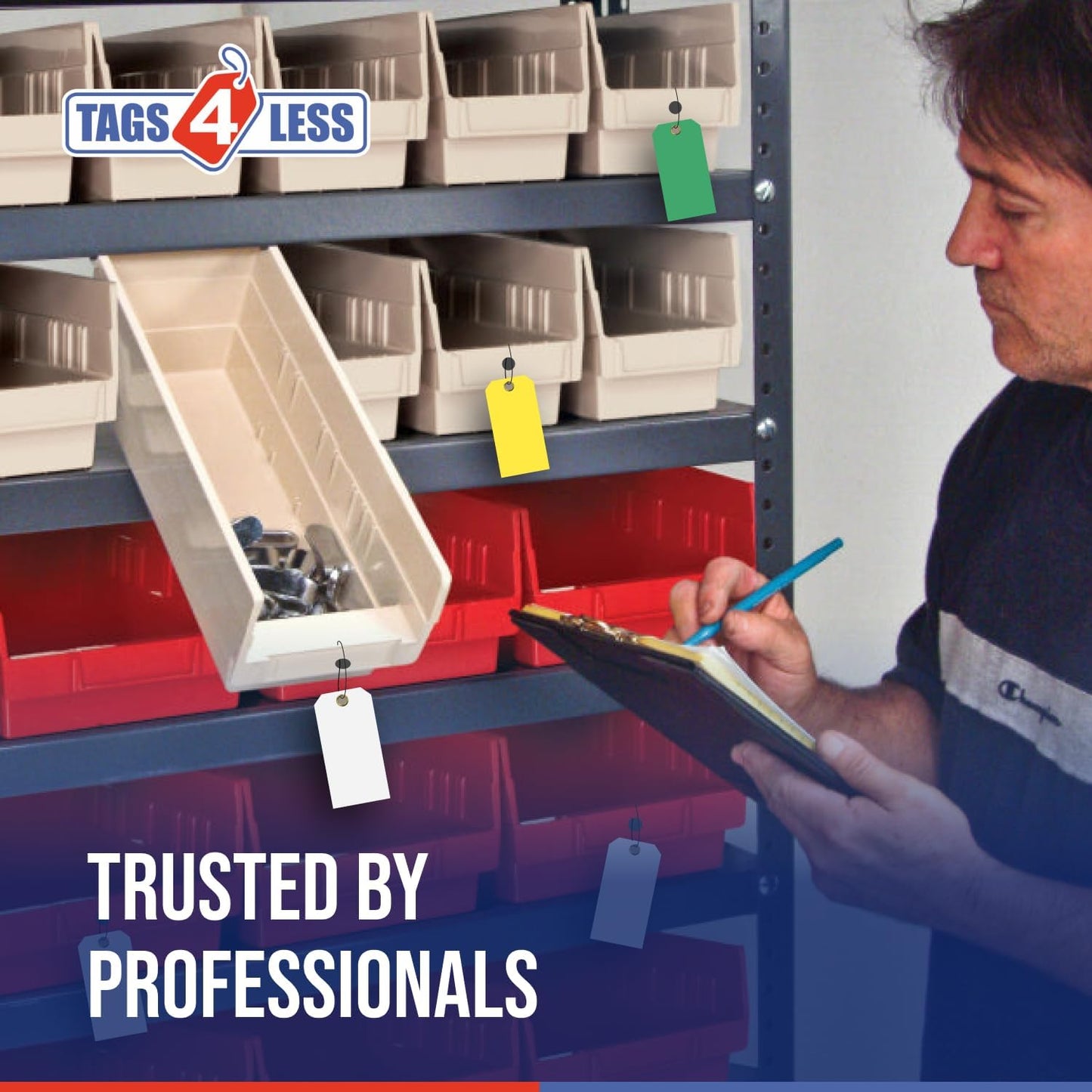 Tags 4 Less 15 Mil Waterproof Plastic Tags, Pack of 100 – 2” x 4” Heavy Duty Plastic Tags for Labeling, Outdoor Tagging, Equipment Labeling, Luggage, Valves & More (Fluorescent Orange/Red)