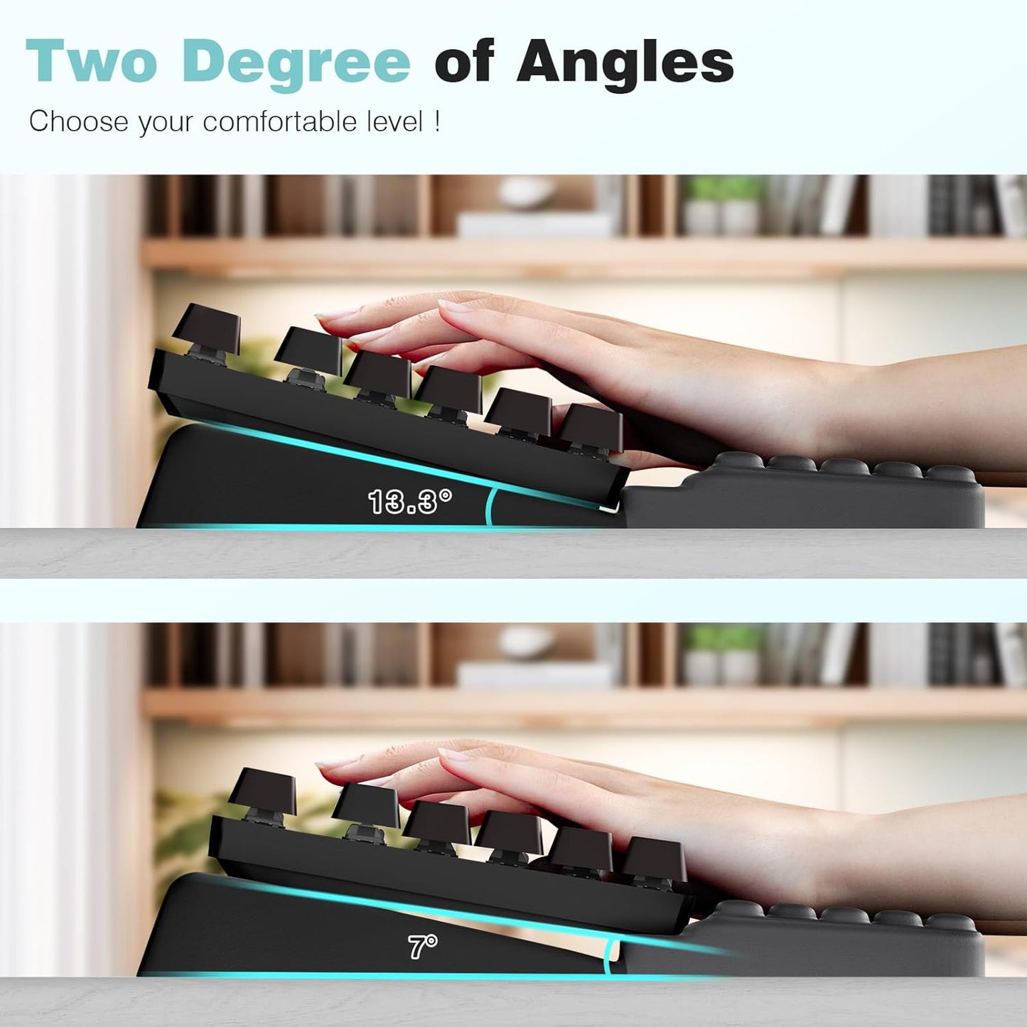 Ospelelf Keyboard Stand with Wrist Rest Comfortable Ergonomic Riser Holder Pad for Typing Black Gray