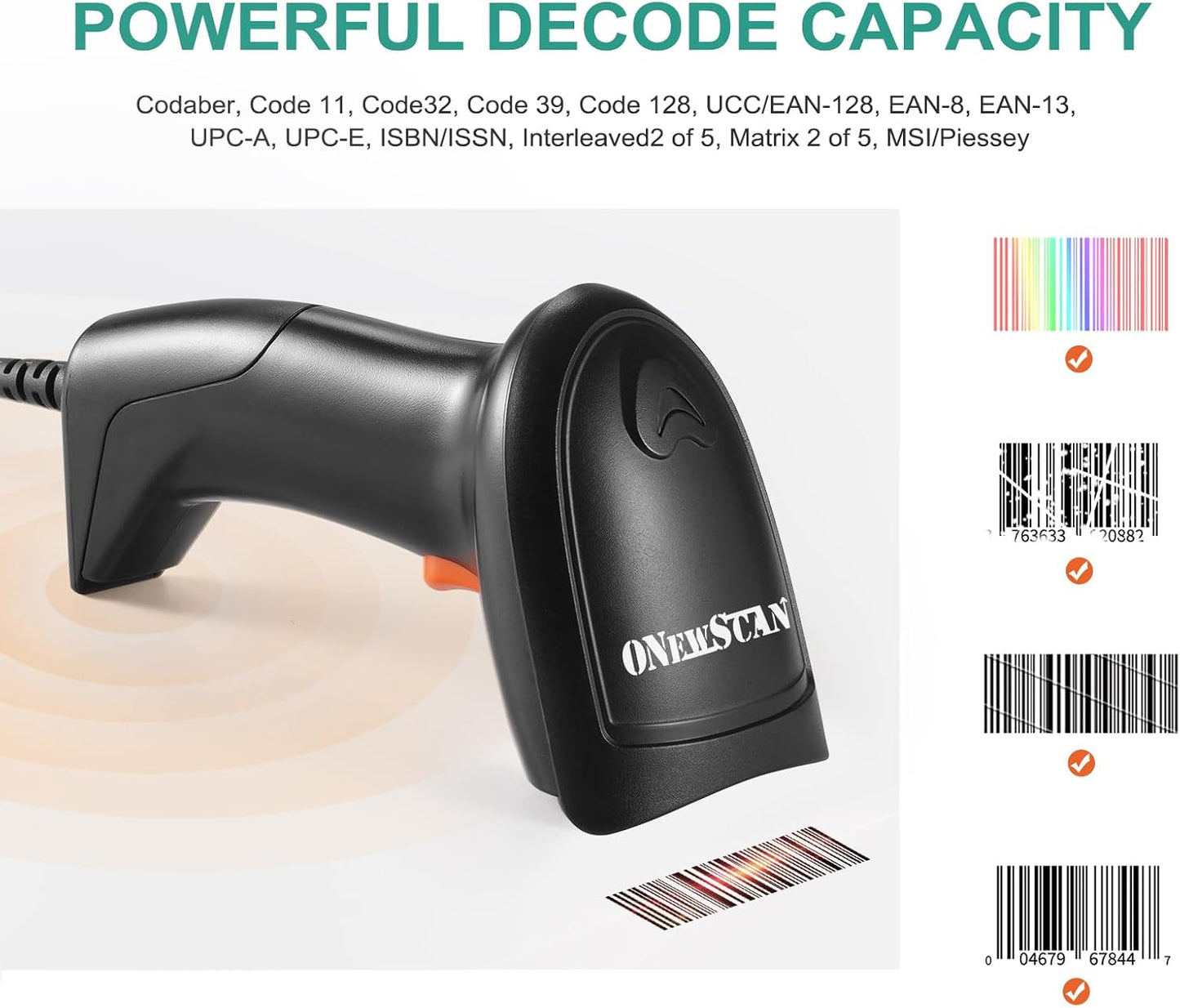 USB 1D Barcode Scanner, Handheld Wired Laser Barcode Reader with Stand Plug and Play Bar Code Scanners for Warehouse, Library, Supermarket