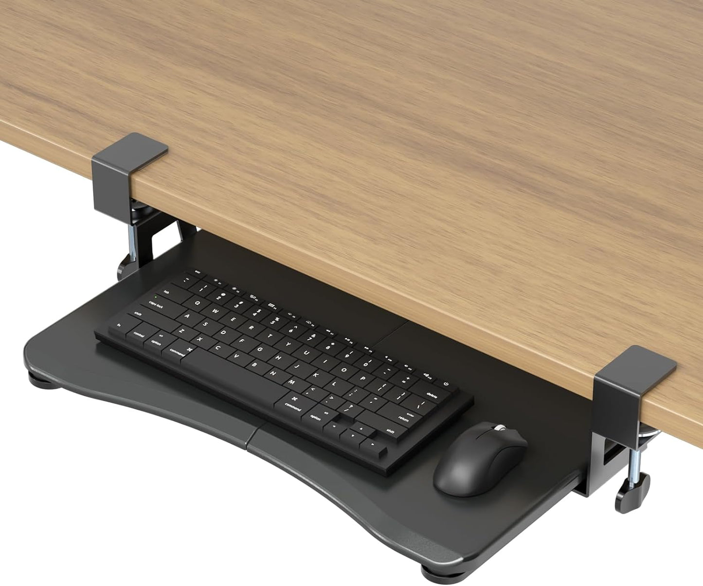 suptek Small Keyboard Tray Under Desk Pull Out with C Clamp Mount, Computer Keyboard & Mouse Tray, 20 (24.2 Including Clamps) x 11.8 inch Slide-Out Platform Computer Drawer for Typing, Black, DSF1S