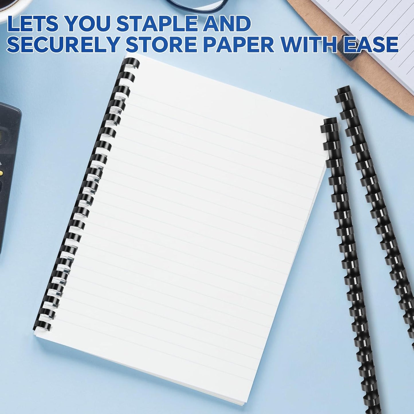 MYFULLY 100 Pack 21 Ring Plastic Comb Binding Spines | 5/8 Inch Diameter, 115 Sheet Capacity, A4, Black Binding Comb (5/8"(115 Sheet Capacity))