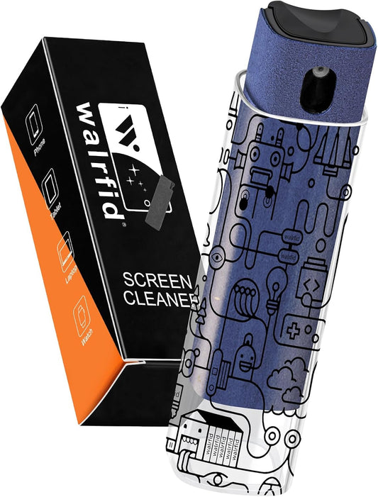 walrfid Car Screen Cleaner Spray and Wipe, Laptop Touchscreen Mist Cleaning Kit for Electronics Computer, iPad, Cellphone, MacBook, TV, Monitor, Tablet Display, with Black Graffiti Case - Dark Blue