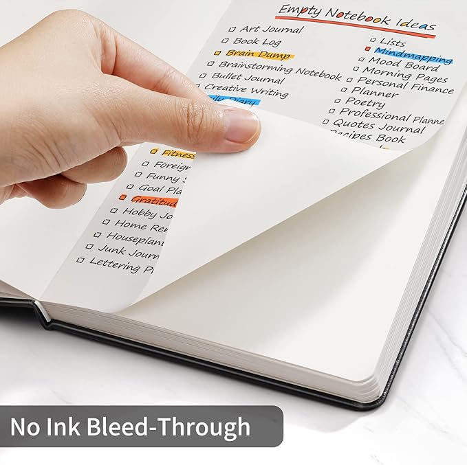 Annecy Blank Journal Notebook, Medium 5.5x 8.25, 160 Pages 100GSM Writing Paper, A5 Black Faux Leather Cover with Pen Loop