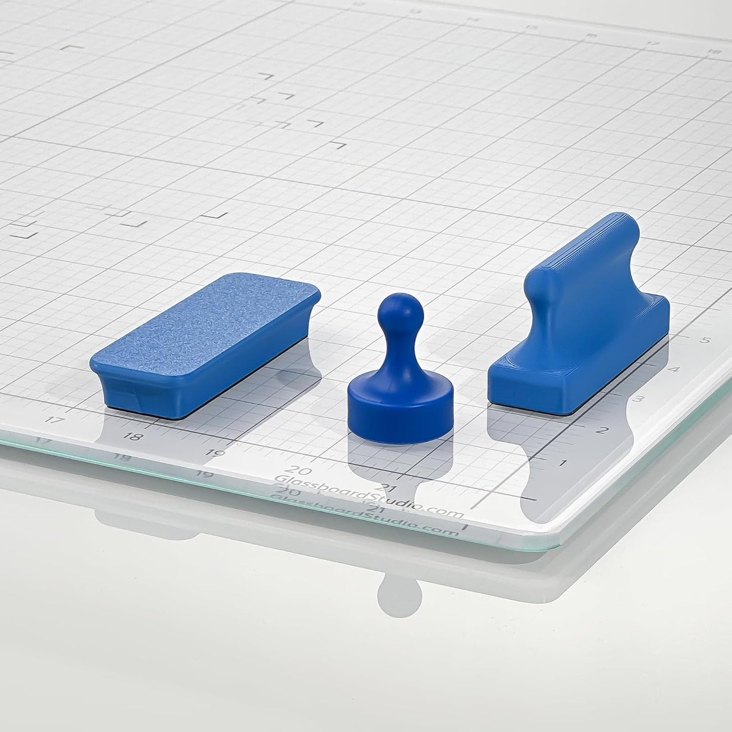 Glassboard Studio Mega Magnets - Neodymium - Heavy Duty, Colorful, Ergonomic, Ideal for Crafting, Quilting, and as Magnetic Knife Holders (12, Navy Blue Bar)