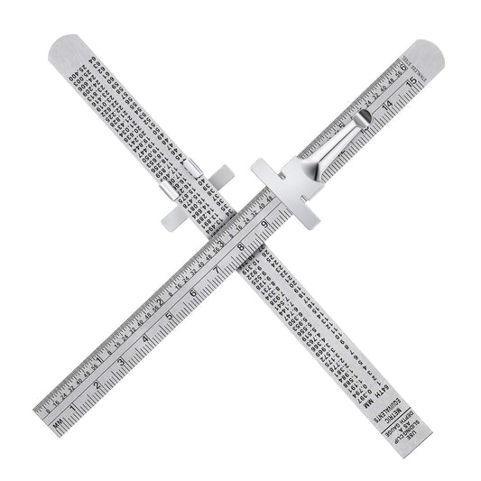 6 Inch 15 cm Pocket Ruler Flexible Precision Stainless Steel Ruler with Detachable Clips Stainless Steel Pocket Clip Scale Gauge Metric British System(2 Pieces)