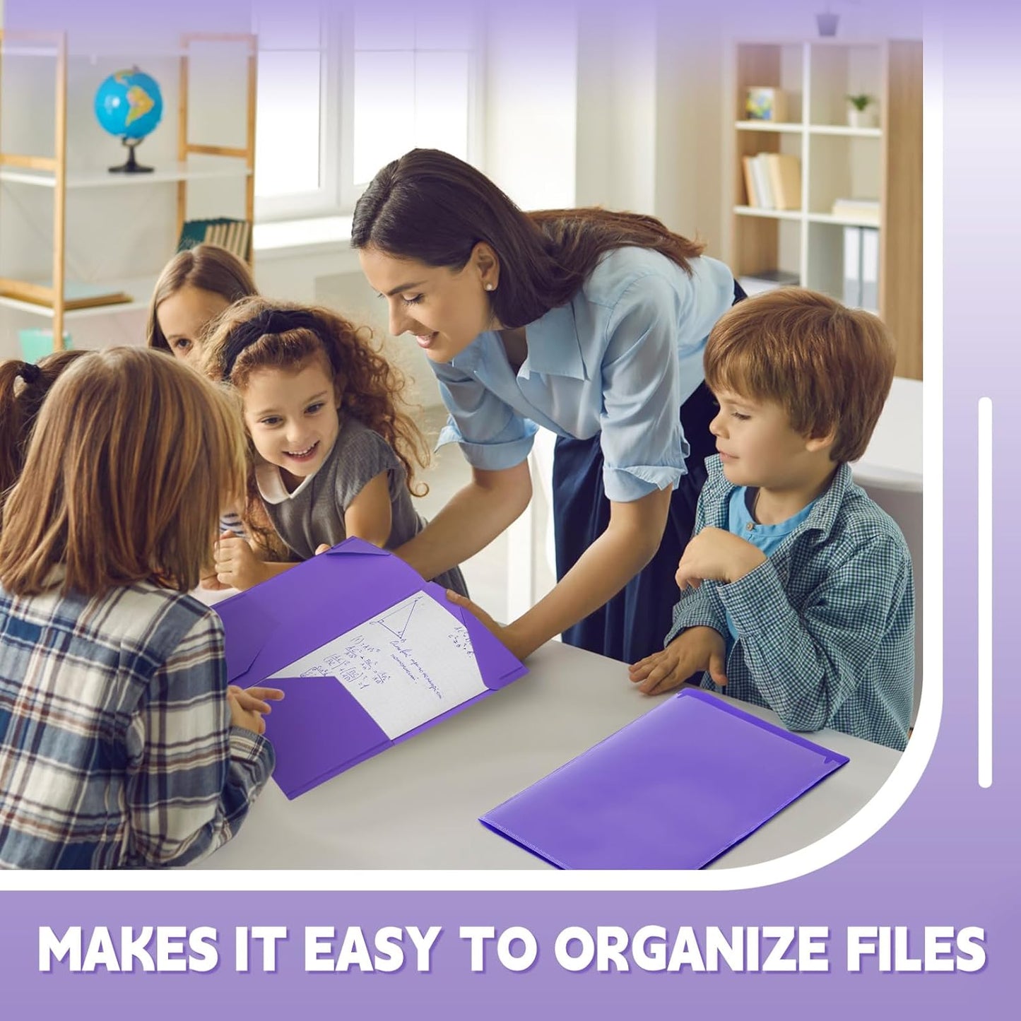 Henoyso 36 Pcs Plastic Folders with Clear Front Pockets Heavy Duty File Folders with 2 Pockets and Card Slot for Student Communication School Office Presentation Report (Purple)