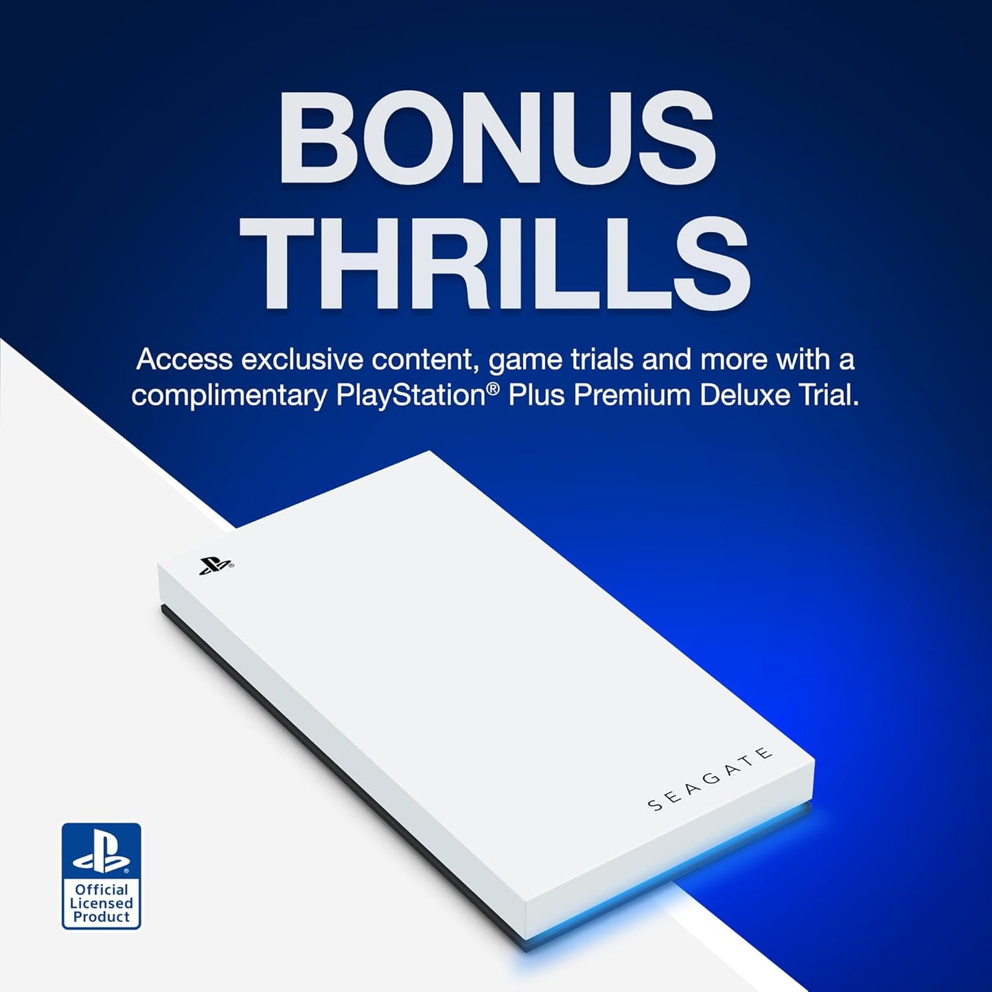 Seagate Game Drive for PS5 External SSD 2TB Solid State Drive - USB 3.2 Officially Licensed White with Blue LED Lighting (STMH2000100)