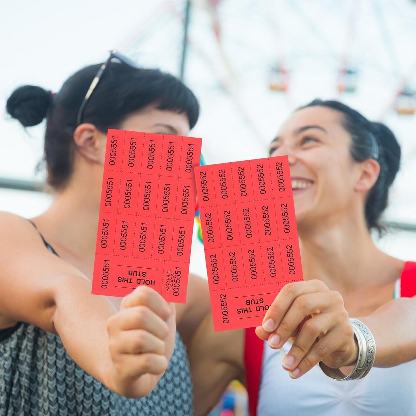 Kosiz 504 Sheets 15 Bid Raffle Ticket with Different Numbers Per Sheet Chinese Auction Tickets for Events Church Basket Auction Silent (Red)