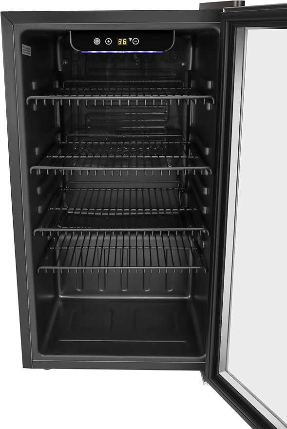KoolMore 18 in. 3.2 Cu. Ft. Beverage Refrigerator Merchandiser with Stainless Steel Trim and Touch Panel For Soda, Beer or Wine Perfect for Use in a Commercial or Home Setting, ETL Listed (KM-BR32SS)