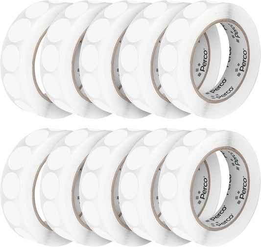 Perco Clear 1-Inch Perforated Circle Dot Sticker Labels — 10 Rolls, 10,000 Round Stickers — with Permanent Adhesive for Inventory Management, Color Coding, Garage Sales, Crafts—Made in USA