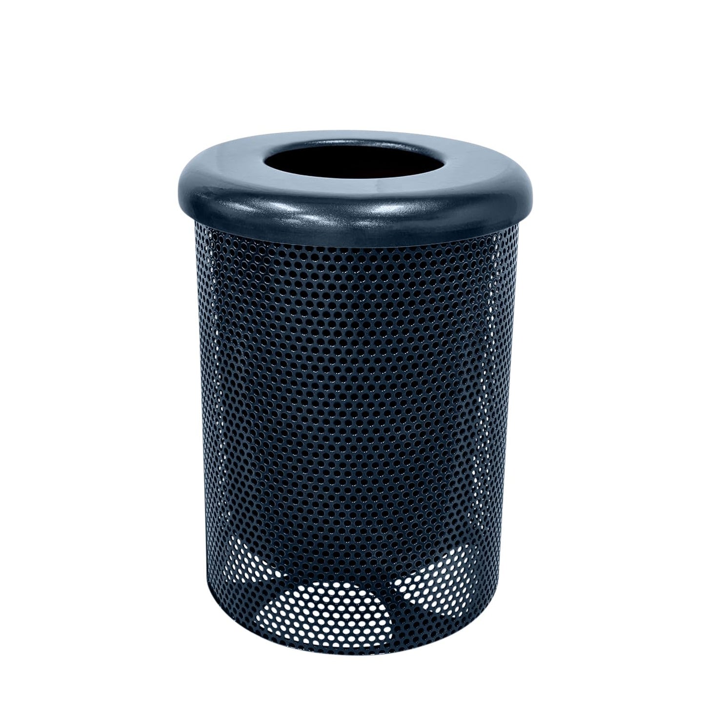 RFT-P-DBL Heavy Duty Round Trash Receptacle with Flat Top, Liner Included, 32 Gallon, Dark Blue, Made in America