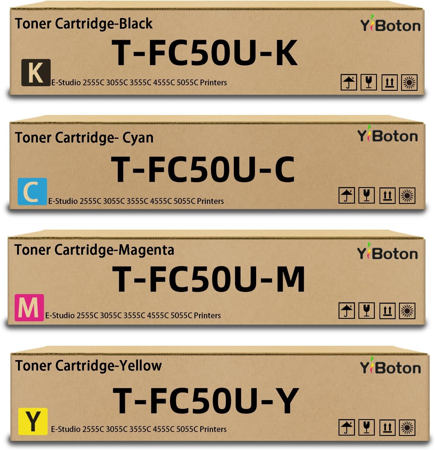 High Yield T-FC50U TFC50U Toner Cartridge Replacement for Toshiba T-FC50U-K T-FC50U-C T-FC50U-M T-FC50U-Y Toner Compatible for Toshiba E-Studio 2555C 3055C 3555C 4555C 5055C Printers.(4-Pack)
