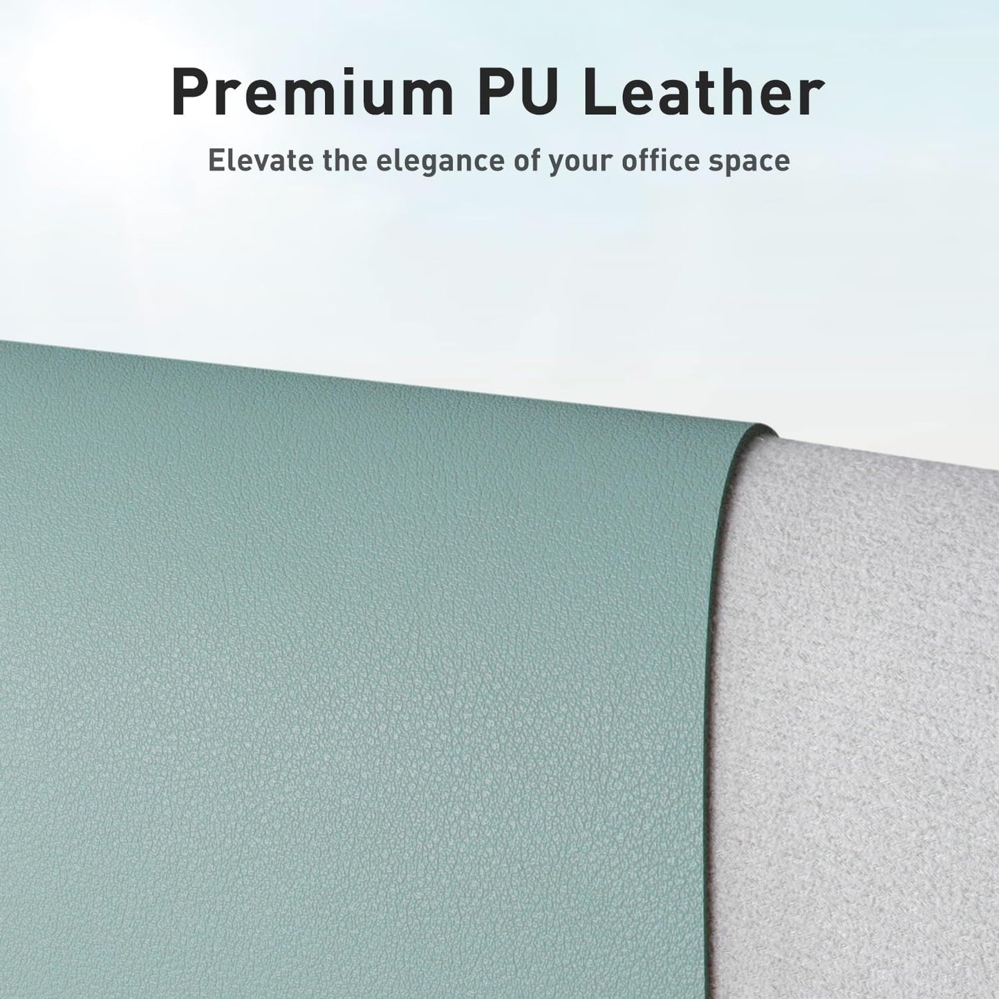 Aothia Leather Desk Pad Protector, Mouse Pad, Office Desk Mat, Non-Slip PU Leather Desk Blotter, Laptop Desk Pad, Waterproof Desk Writing Pad for Office and Home (48"x17", Light Blue)