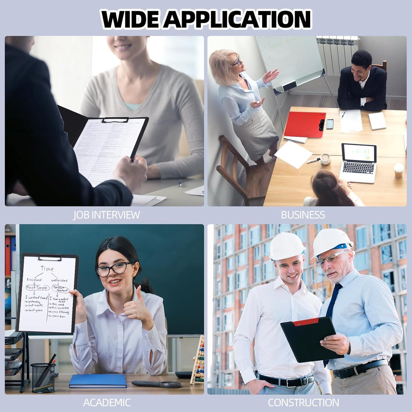 Clipboard Folder, 2 Pcs A4 Foldable Clipboard with Horizontal and Vertical Double Metal Clips, 360 Degree Foldable Binder Clipboards with Pen Holder, File Cover Work Folder Clipboards, Red