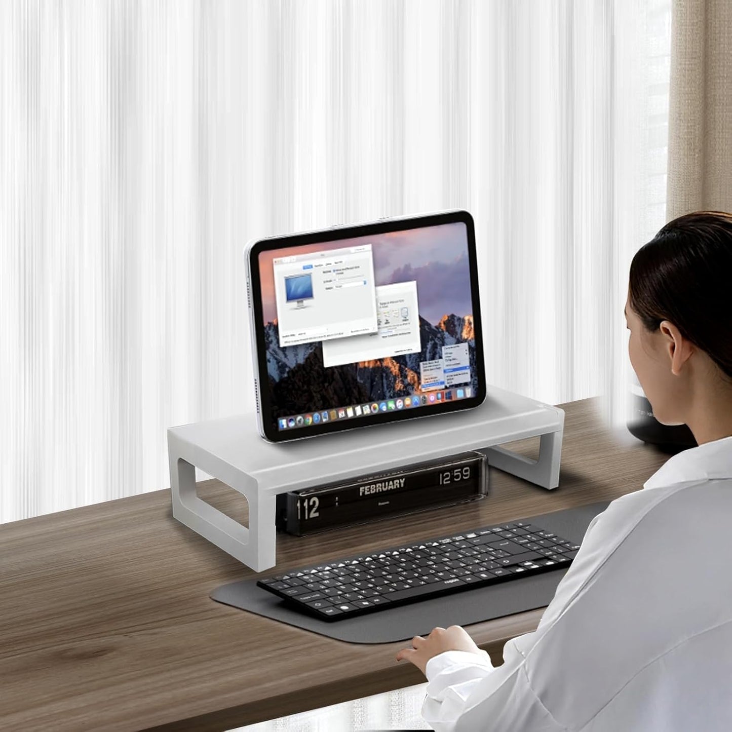 Monitor Stand Riser – 16-Inch Computer Monitor Stand with Multifunctional Slot, Multi-Purpose Desktop Storage for Laptop, Printer, TV