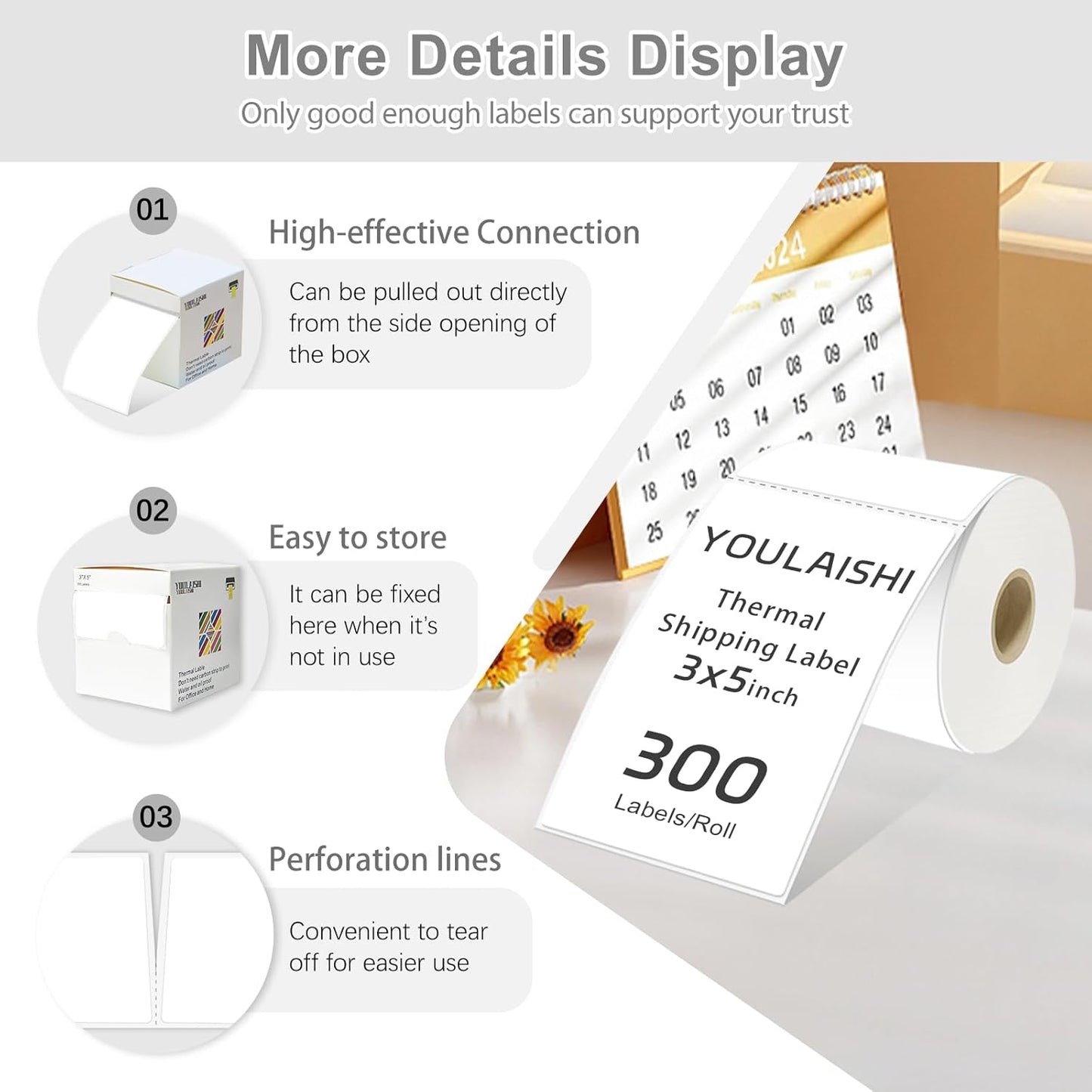 3 X 5 Inch Rectangle Sticker White Moving Labels for Boxes, 300PCS Waterproof Removable White Labels Stickers to Write on for Bar-Codes, Address, Small Business Labeling, Inventory