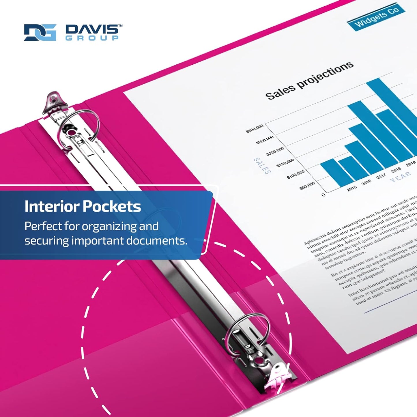 Easyview Premium 3-Ring Binders with Clear-View Covers and Round Rings, Binders for School or Office, 1.5 Inch, Pack of 6, Pink