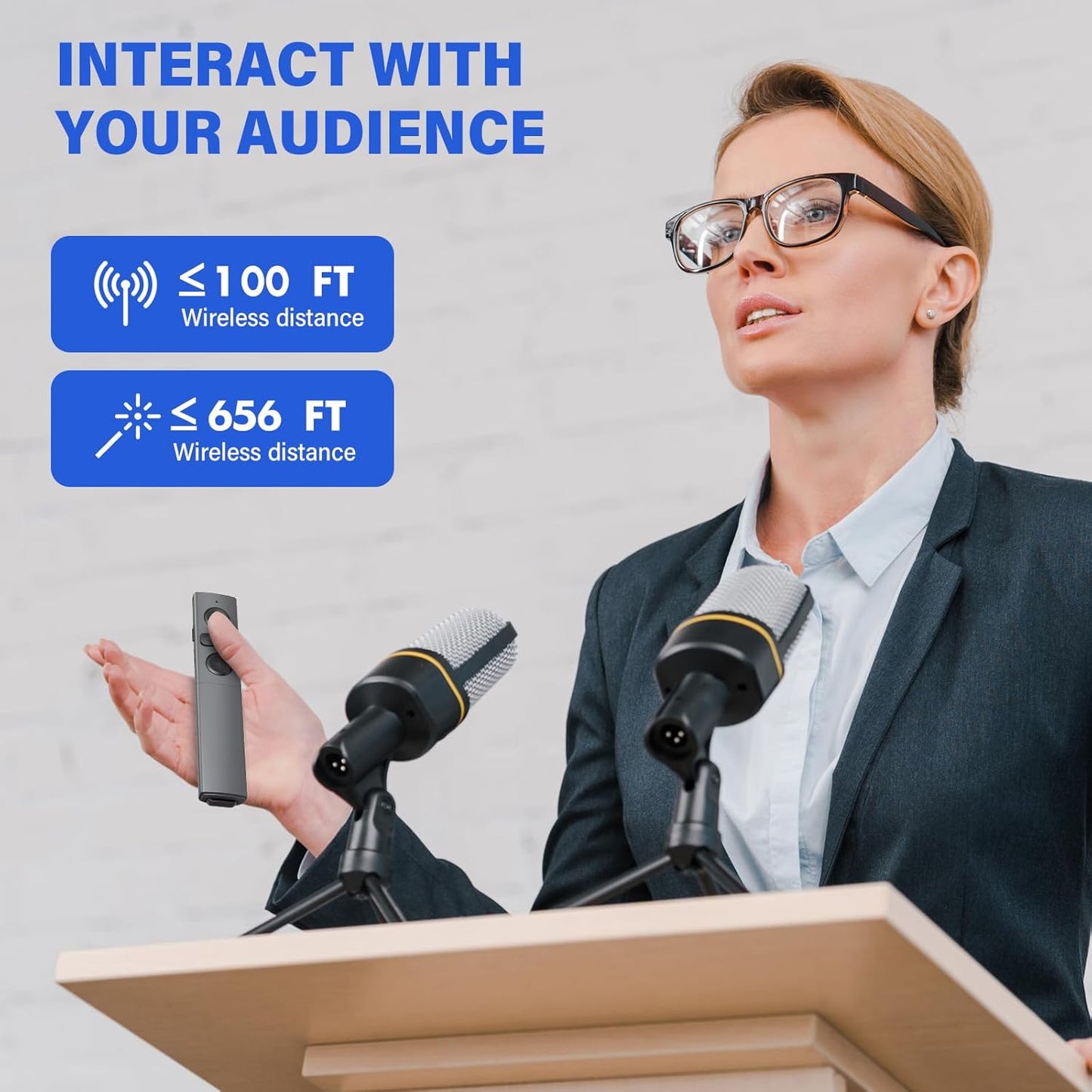 Presentation Clicker Wireless Presenter Remote Clicker, Clicker for Powerpoint Presentations,2-in-1 USB A/USB C Powerpoint Clicker for Google Slide Advancer & Volume Control, Presenter Remote for Mac