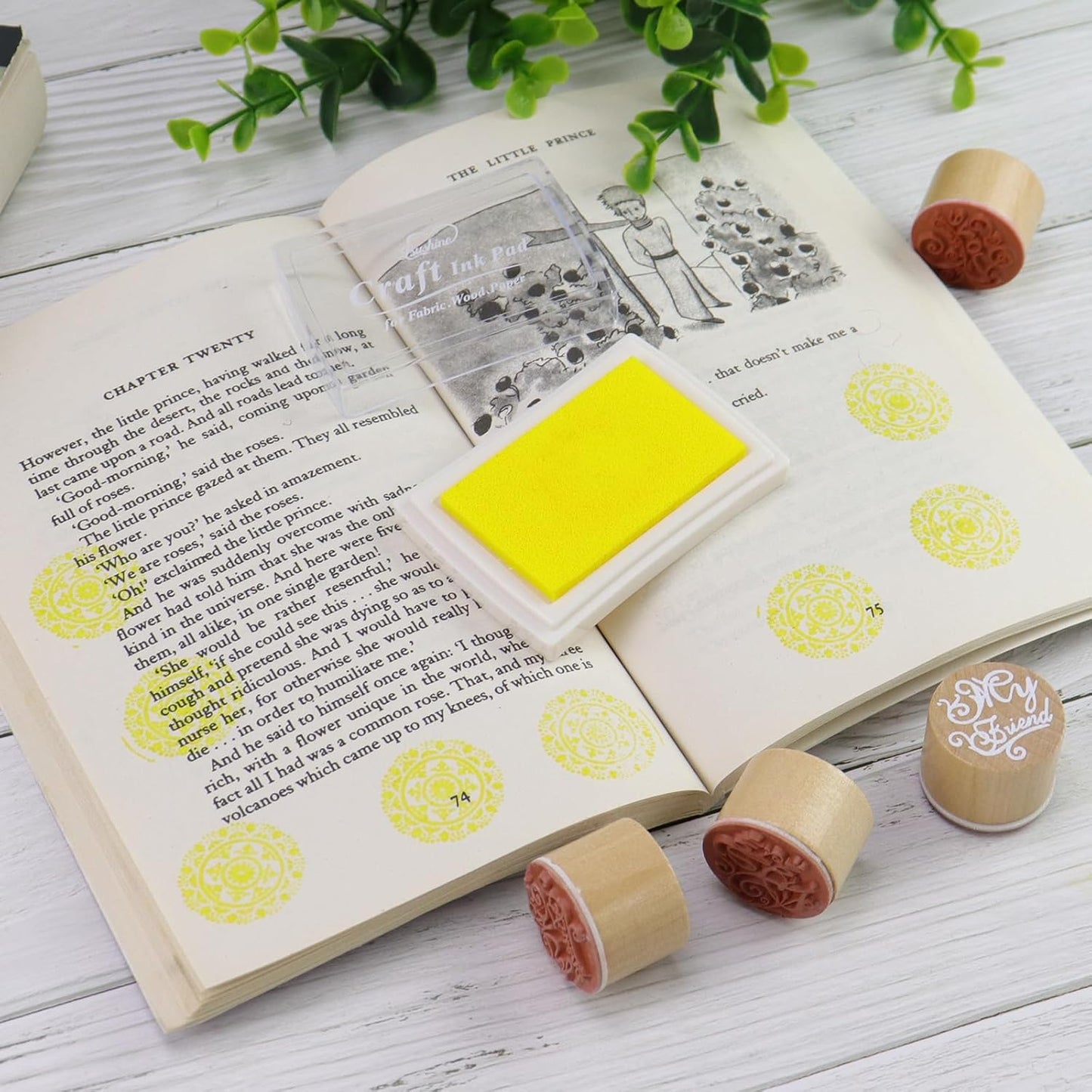 Craft Ink Pad for Rubber Stamps, Paper, Wooden, Fabric, Scrapbooking, Non-Toxic Finger Ink Pads for Kids (Light Yellow)