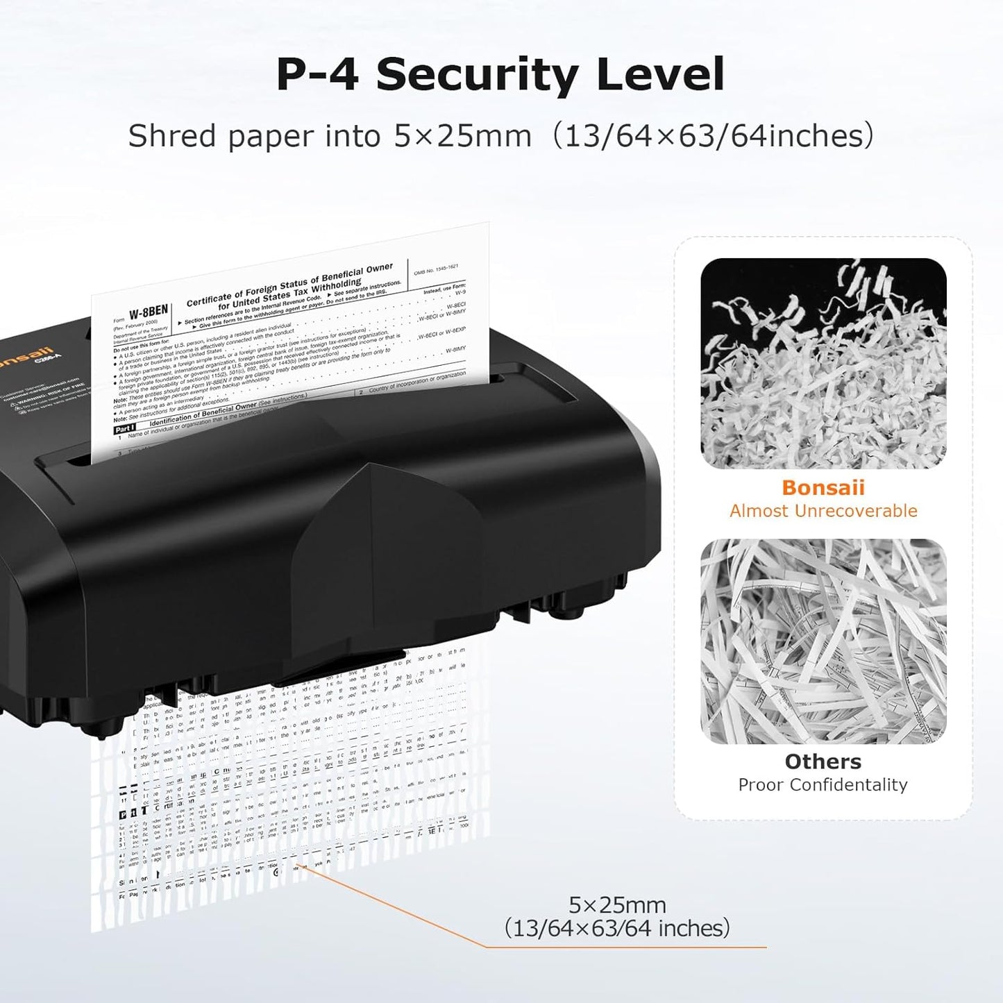 Bonsaii Paper Shredder, 12 Sheet Cross Cut Shredders for Home Office Heavy Duty, 20-Minutes Running Time with 4.2 Gal Pullout Bin for Credit Card Jam-Proof Shredding Machine (C266-A New)