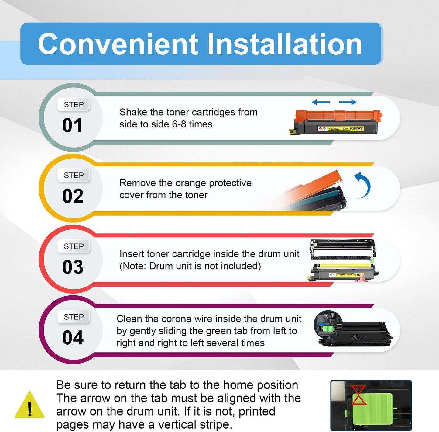 TN229XL Toner Cartridge 4 Pack(with Chip) Compatible with Brother TN229XL Toner Cartridge, Working with MFC-L3720CDW MFC-L3780CDW HL-L3220CDW HL-L3280CDW HL-L3300CDW Printer (BK/C/M/Y-4 Pack)