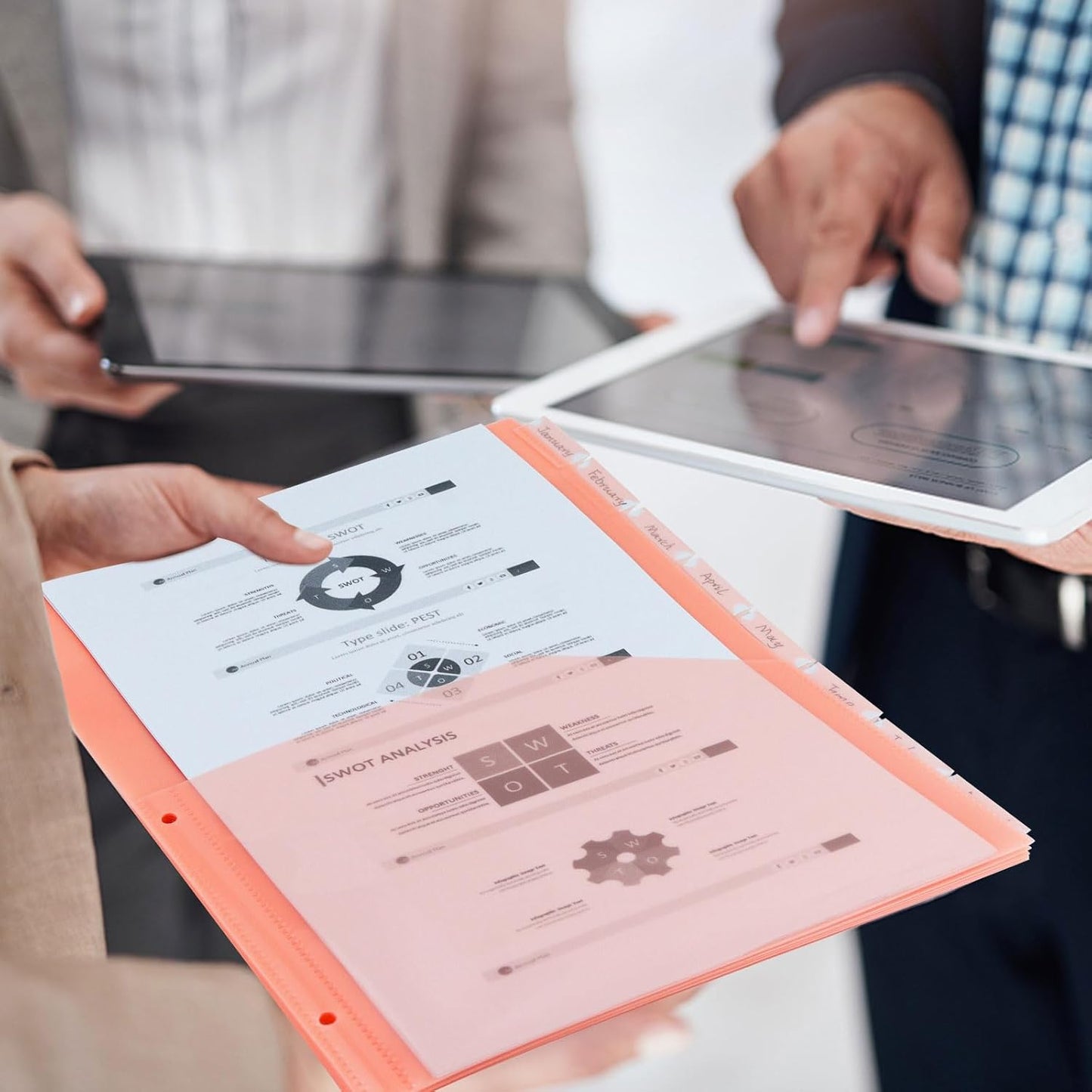 Koqye A4 Dividers for 3 Ring Binder, 8-Tab Purple Folder Dividers with Pockets, Durable Plastic Binder Dividers with Tabs, Plastic Binder Dividers for Binders (Orange - 1 Set)