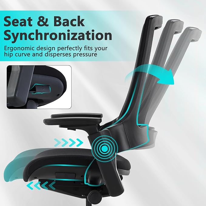 CLATINA Office Chair Swivel Executive Chair, Adjustable Ergonomic Computer Chair with 3D Armrest and Lumbar Support, Fabric Backrest Task Chair for Home Office Conference Room