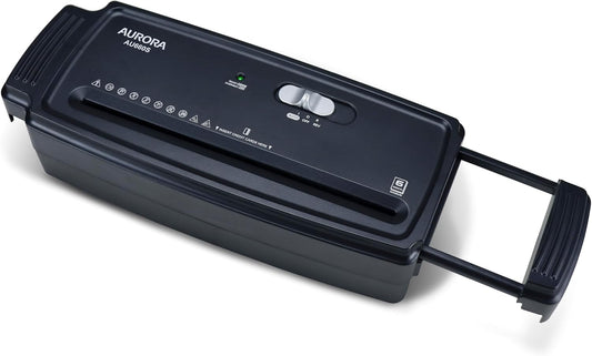 Aurora AU660S 6-Sheet Strip Cut Paper/Credit Card Shredder Without Wastebasket, Portable with Extendable Arm, Black