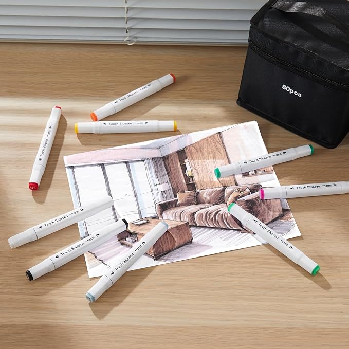 Y YOMA 80 Color Alcohol Markers Dual Tip Art Drawing Coloring Marker Permanent Sketch School Supplies Aesthetic Gift for Kids Adults Comic Anime Manga Illustration