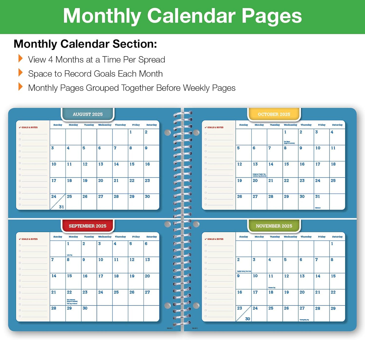 Global Datebooks Dated Middle School or High School Student Planner for Academic Year 2025-2026 Includes Ruler/Bookmark and Planning Stickers (Matrix Style - 8.5"x11" - Slant)