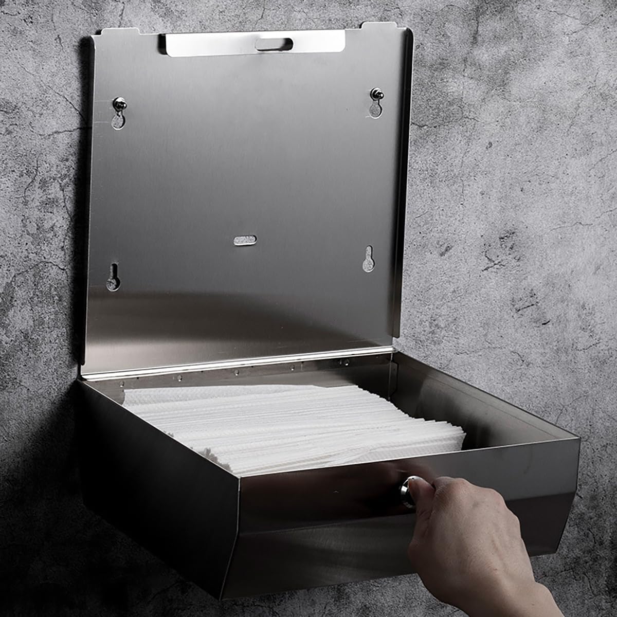 Comercial Paper Towel Dispenser Wall Mount, Stainless Steel Hand Towel Dispenser with Lock, Trifold/C Fold Paper Towel Holder for Bathroom Kitchen Office Public Places, Large Capacity Tissue Holder