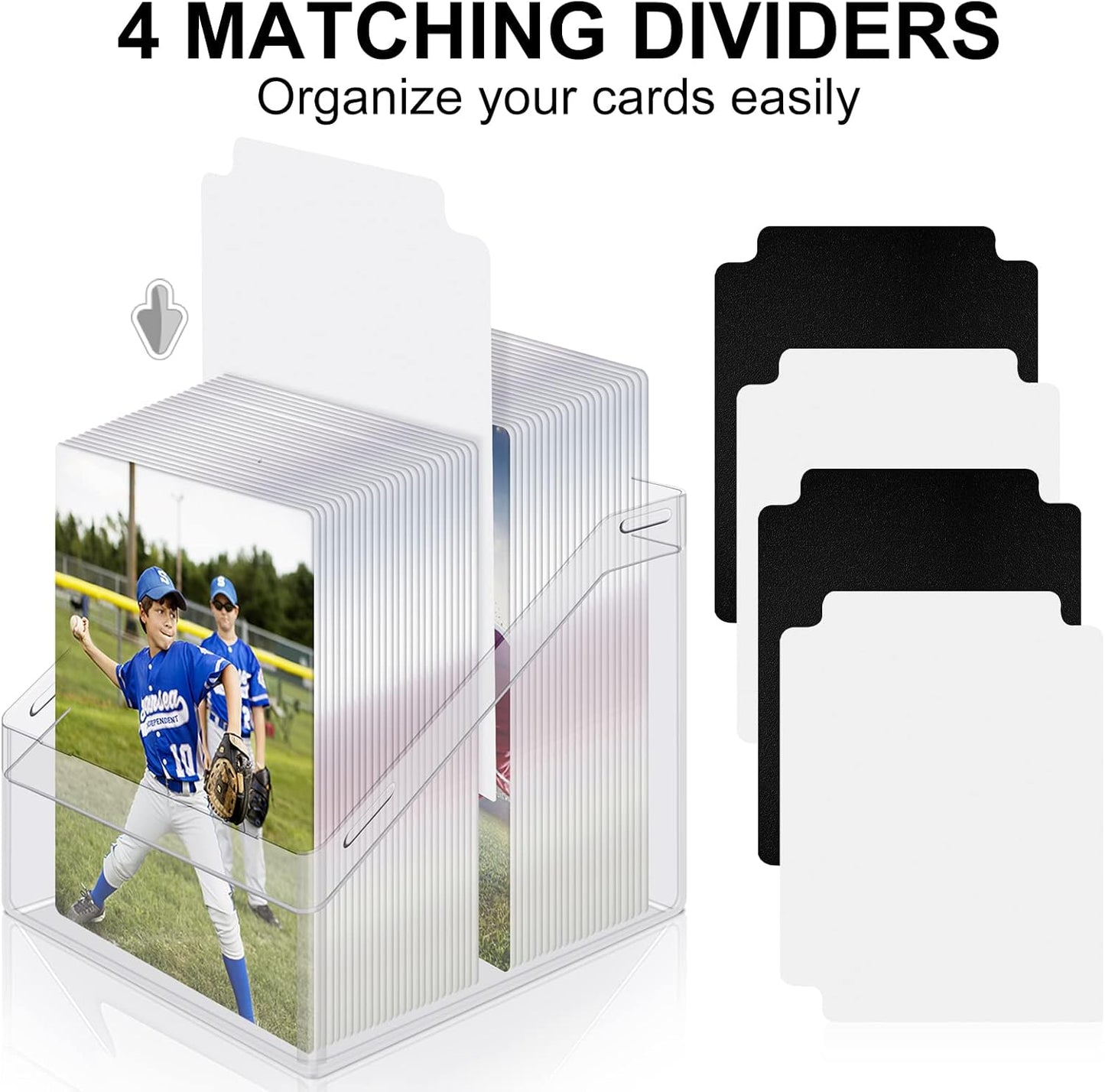 Mlikero Card Deck Cases, 4 Pack Acrylic Commander Deck Box Holding 100+ Sleeved Cards with 4 Dividers, Sturdy Card Storage Box Fit for MTG, TCG, Sports Cards (Clear&Black)