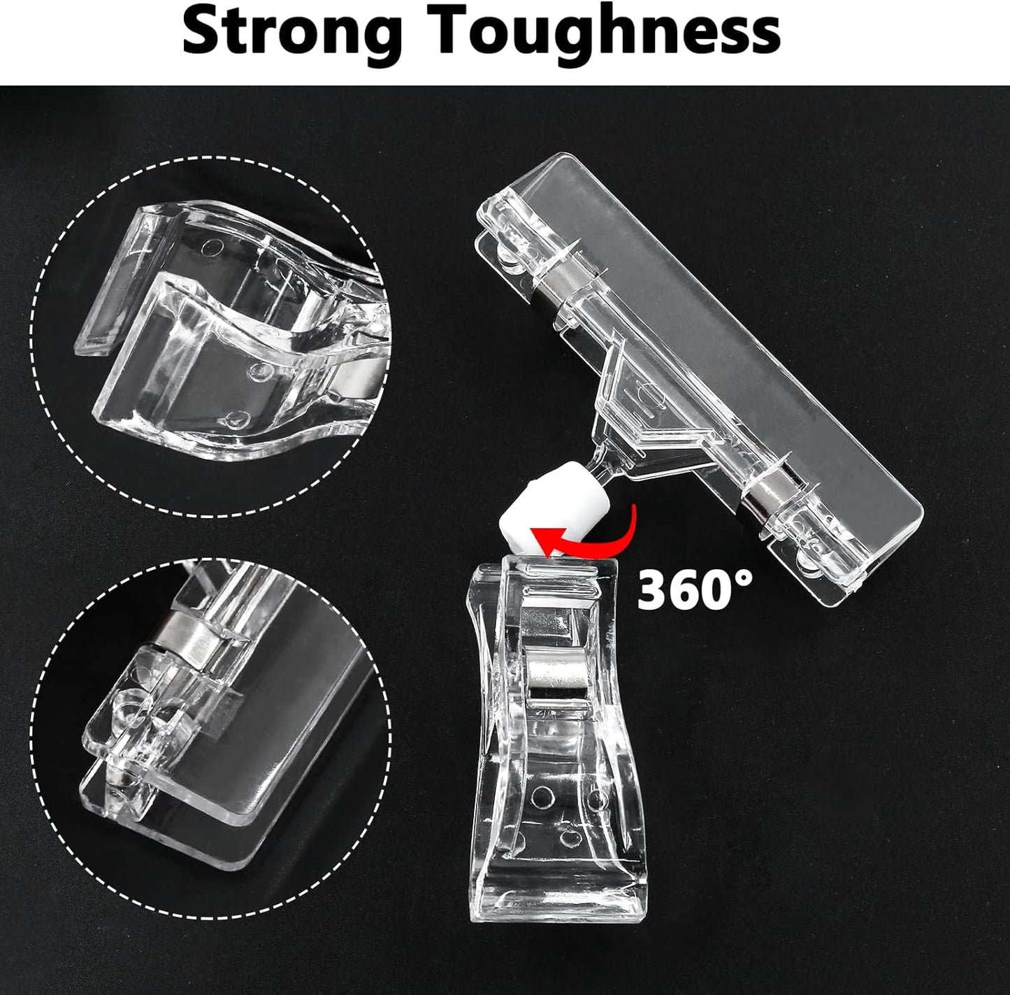 Biaungdo 12 Pcs Rotating Clip Swivel Sign Holder, Clear Rotatable Sign Holder with Double Clip Design, PVC Card Protector for Shelves, Store, Business, Exhibition