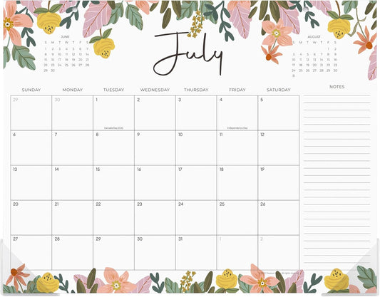Desk Calendar 2025-2026, Dexmon Desk Pad Calendar 15 x 12 Inch 18 Months Runs From July 2025 to December 2026, Floral Design Calendar 2025 for Home School and Office