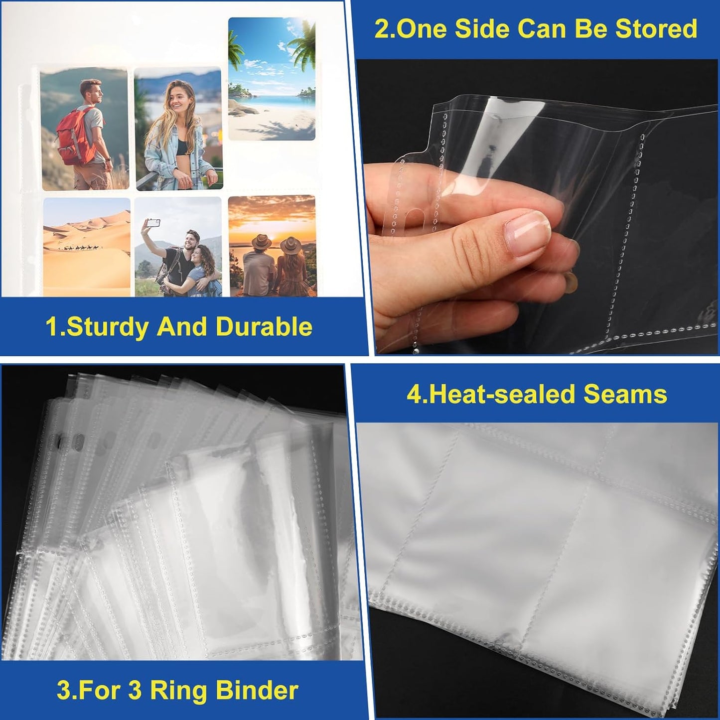 2160 Pockets Card Sleeves Binder Sheets, 9 Pocket Card Sleeves for 3 Ring Binde, Trading Cards Sleeves Fit for Baseball, Football, Game, Business Cards(120 Pages)