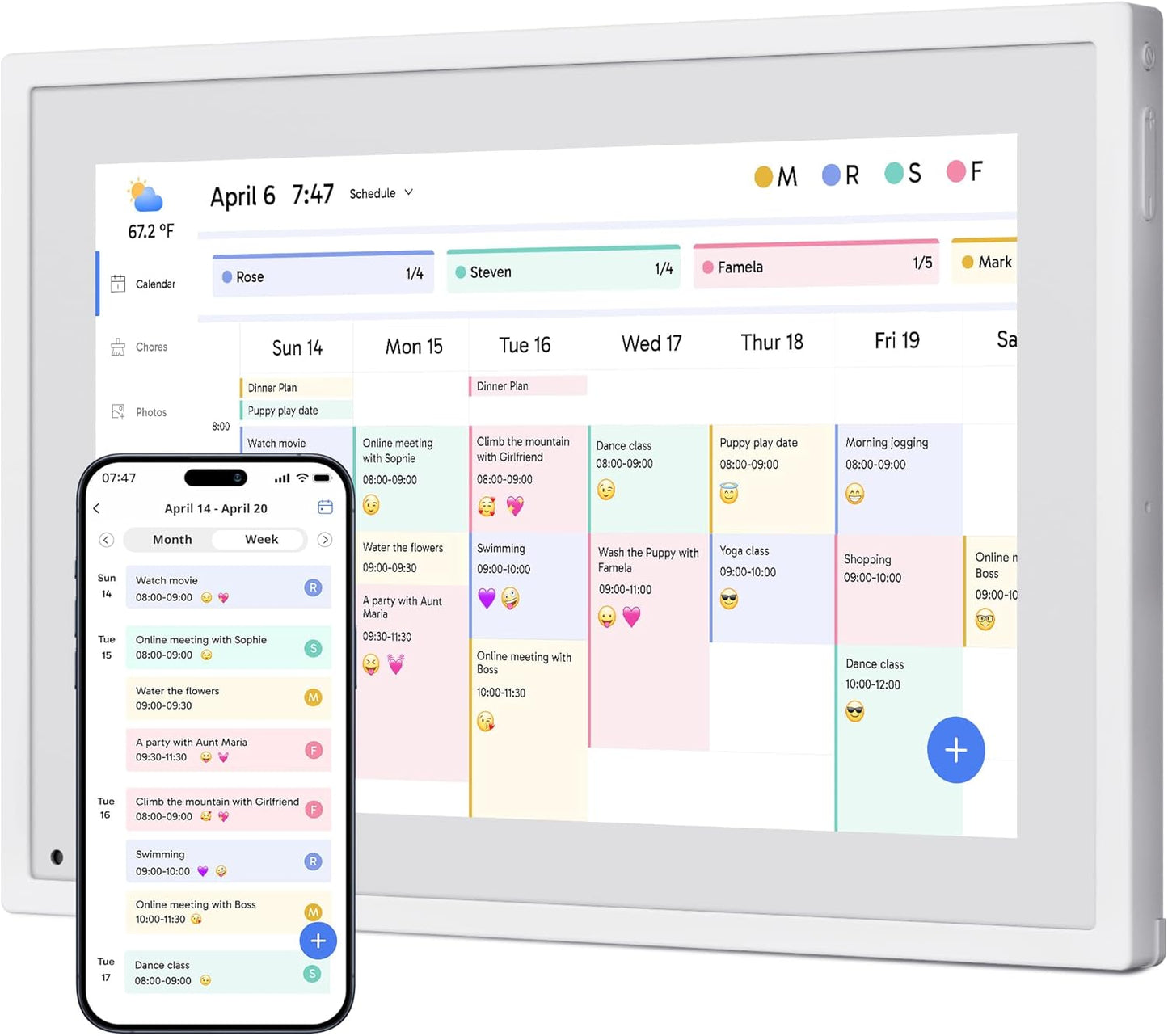 Dragon Touch 10.1 inch Digital Calendar Chore Chart – Interactive Touchscreen, Smart Family Planner, Hearth Display Desk Digital Calendar Seamless Scheduling