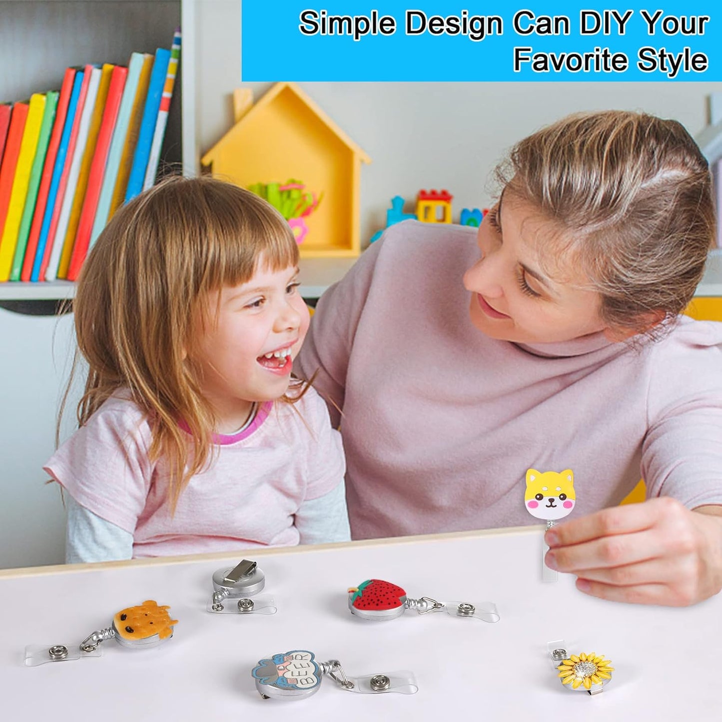 JANYUN 50 Pcs Retractable Badge Reel Clips Holder for Hanging ID Card Name Key Chain (Silver)