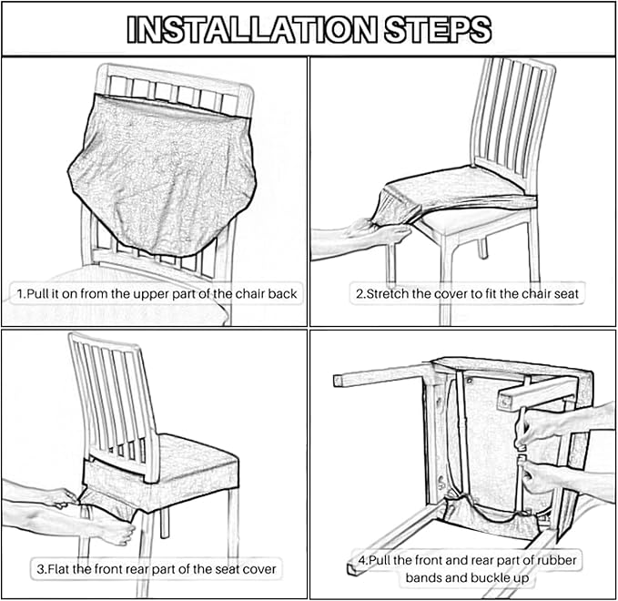 CWK Waterproof PU Leather Dining Chair Covers Set of 2-Stretchable Chair Seat Slipcovers, Removable & Washable Protector for Dining Room,Home,Office,Wedding,Rear Covers (PU-Silver)